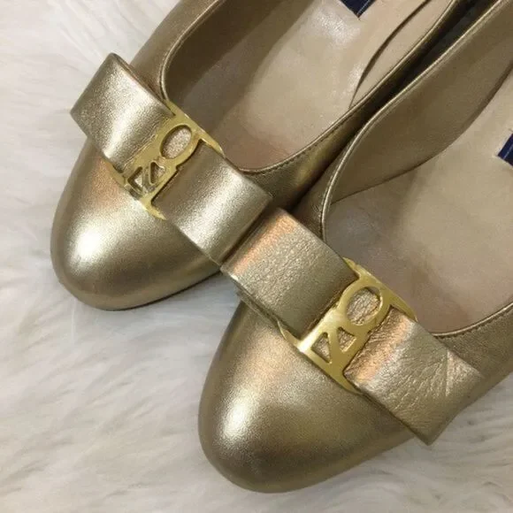 Bruno & Co Metallic Gold Leather Italian Flats Size 6 - Picture 4 of 12